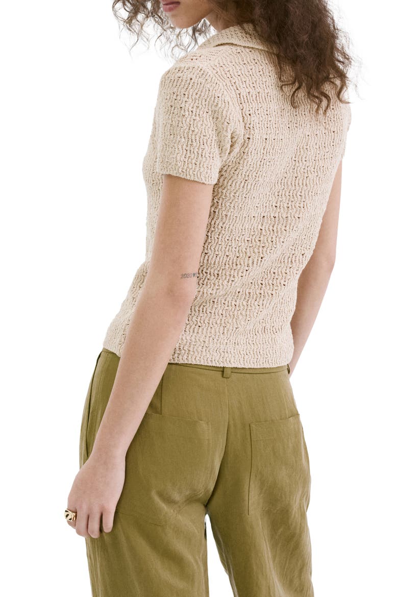 Open Stitch Polo Sweater, Alternate, color, SAND