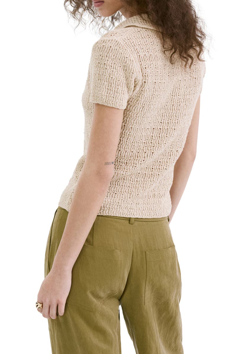 MANGO Open Stitch Polo Sweater, Alternate, color, Sand