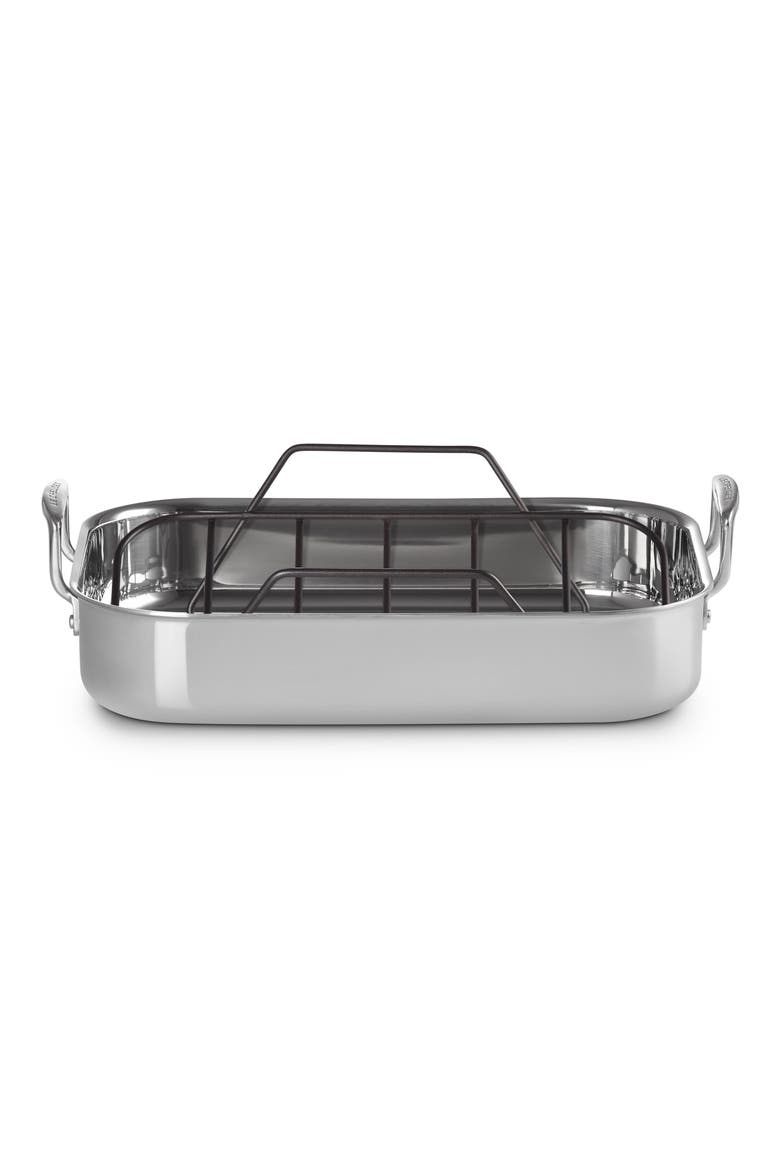 Classic Rectangular Roasting Pan & Rack, Alternate, color, SILVER