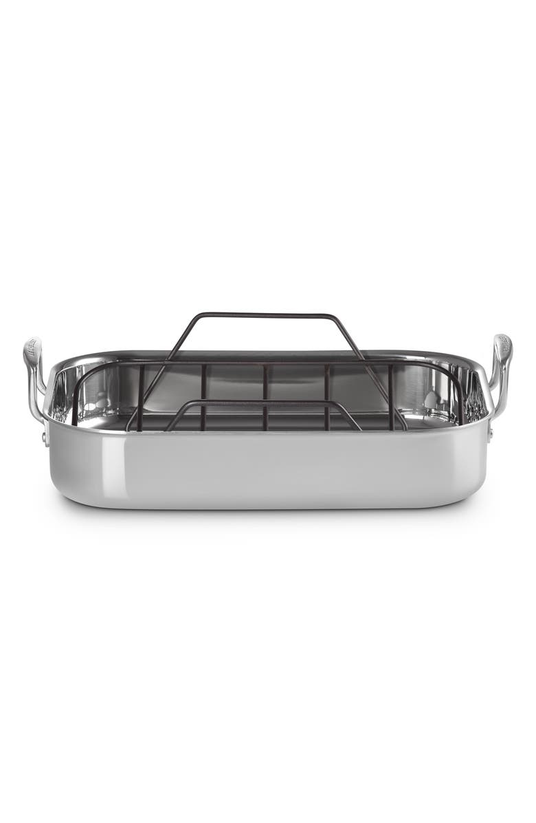 Le Creuset Classic Rectangular Roasting Pan & Rack, Alternate, color, Silver
