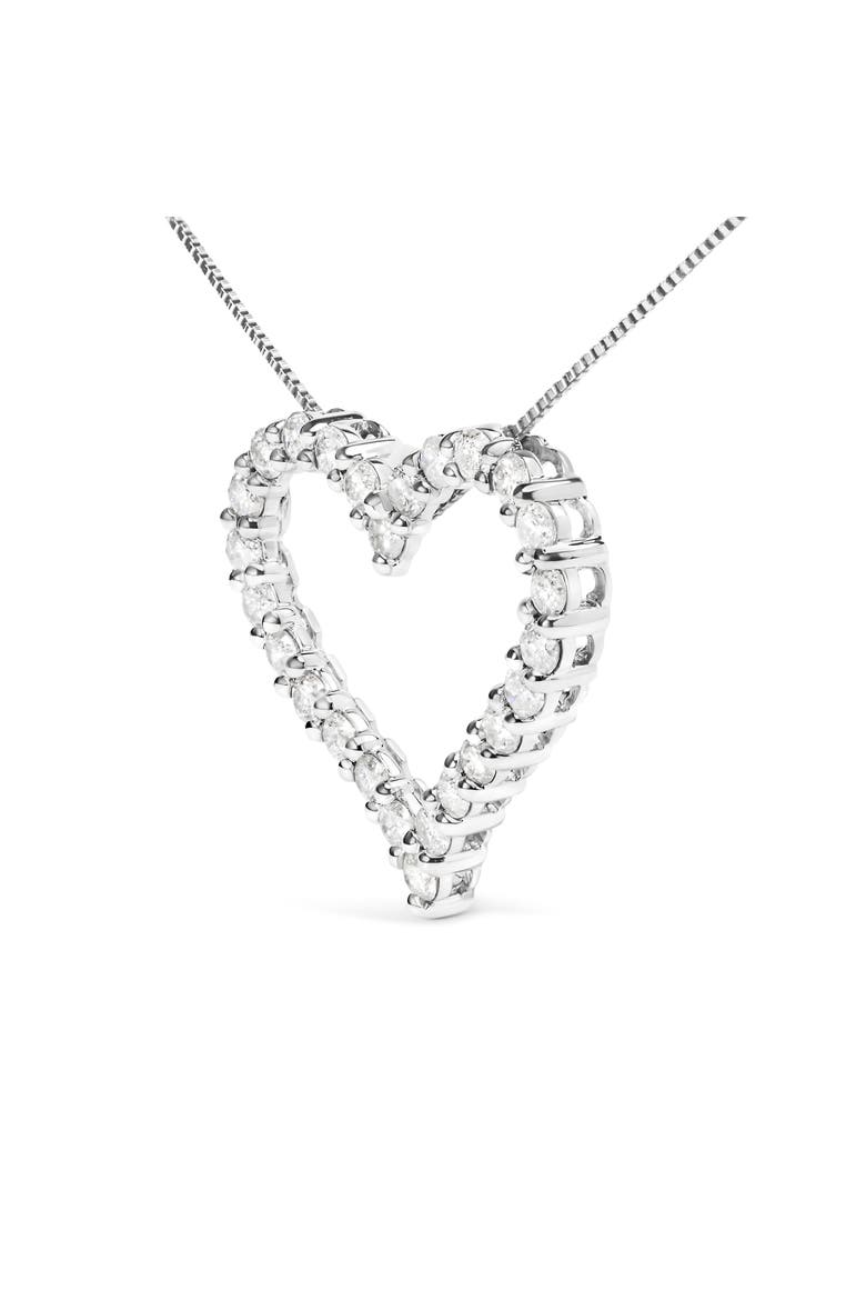 Silver 2.0 Cttw Diamond Open Heart 18" Pendant Necklace, Alternate, color, White