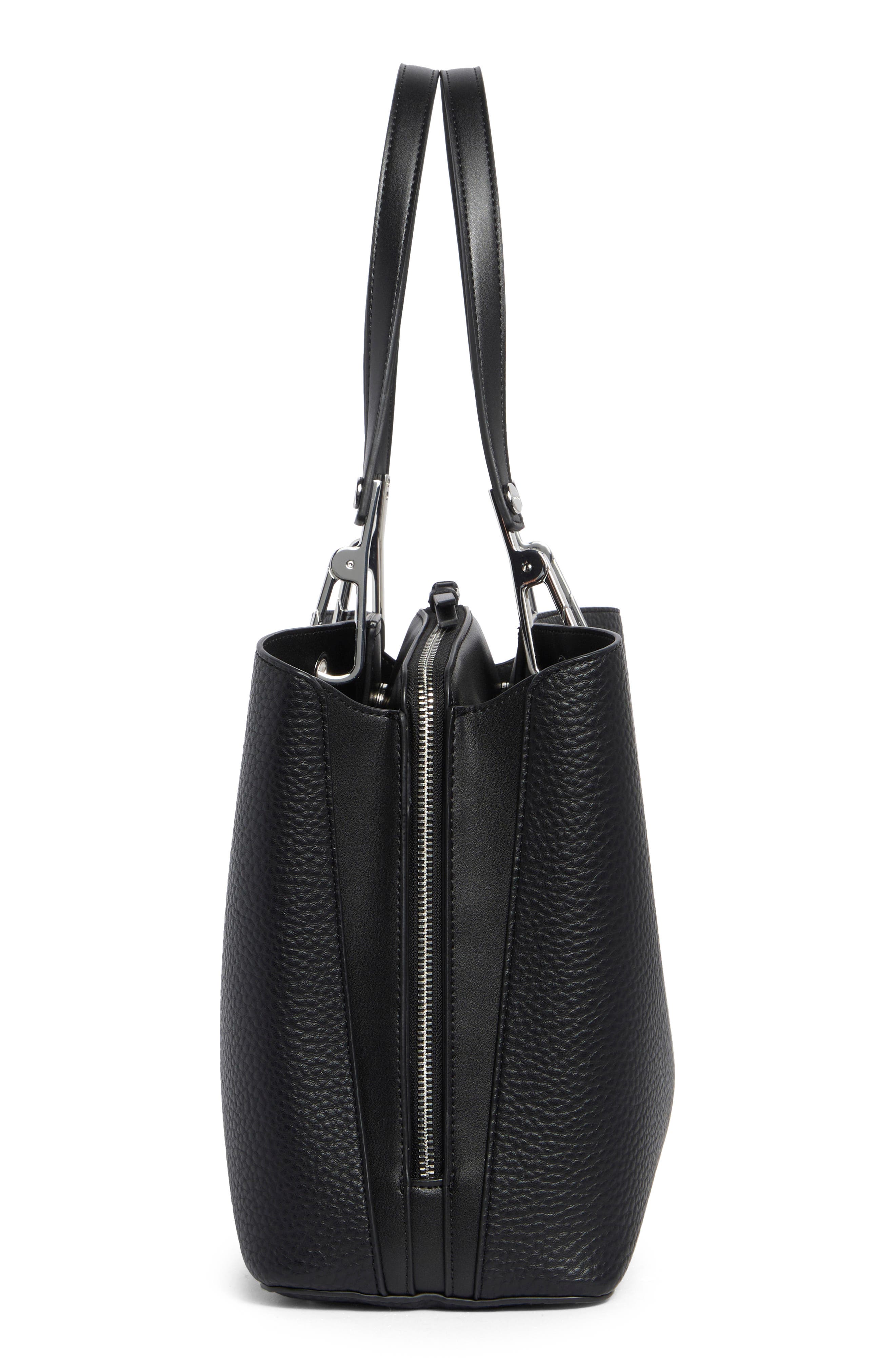 Garnet Top Handle Tote, Alternate, color, BLACK/ SILVER