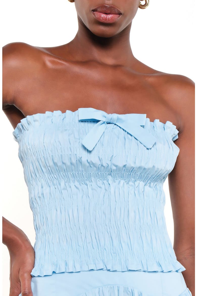 Penny Strapless Smock Stretch Cotton Top, Alternate, color, BABY BLUE