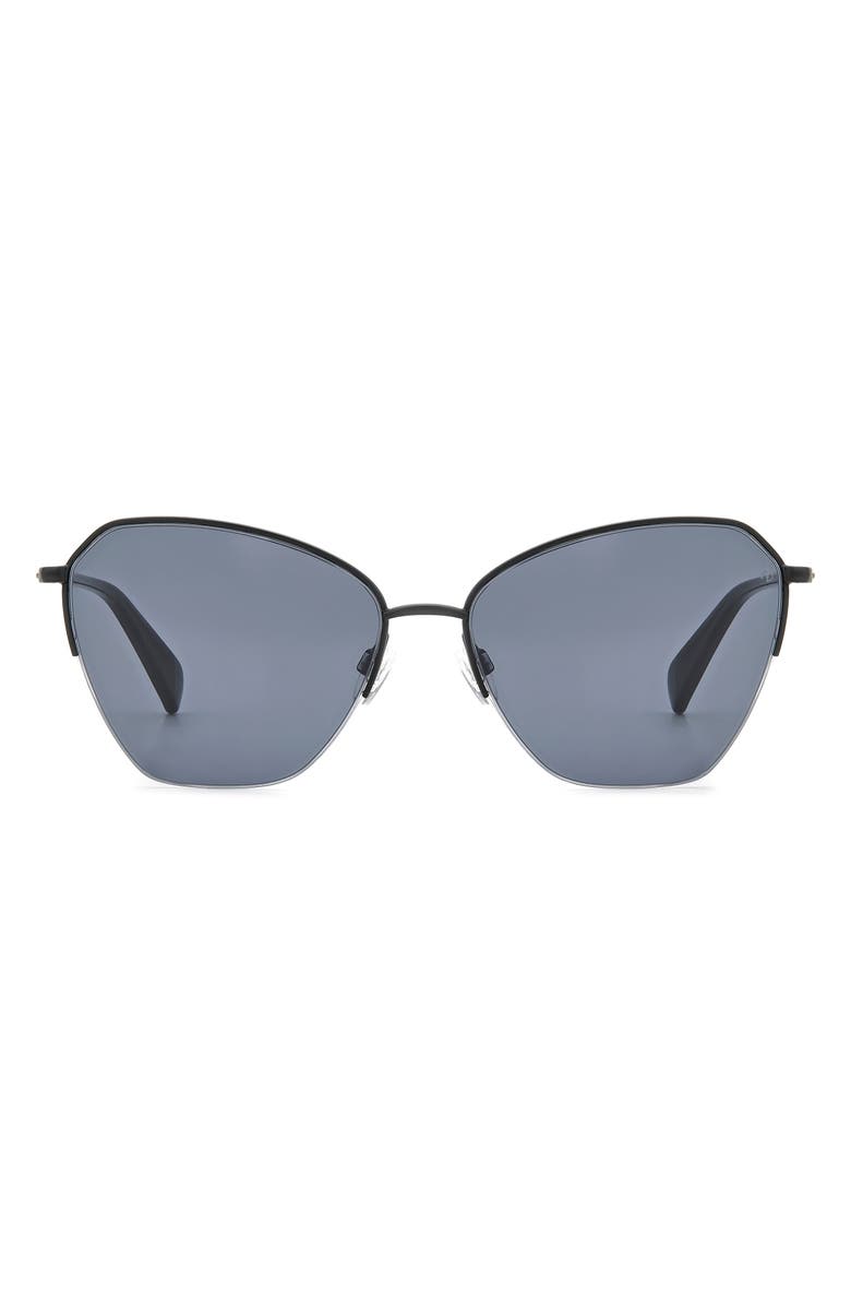 rag & bone 58mm Cat Eye Sunglasses, Main, color, Matte Black/ Grey