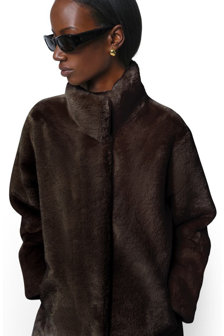 Blair Mid Length Recycled Polyester Pluche™ Faux Fur Coat, Alternate, color, ESPRESSO