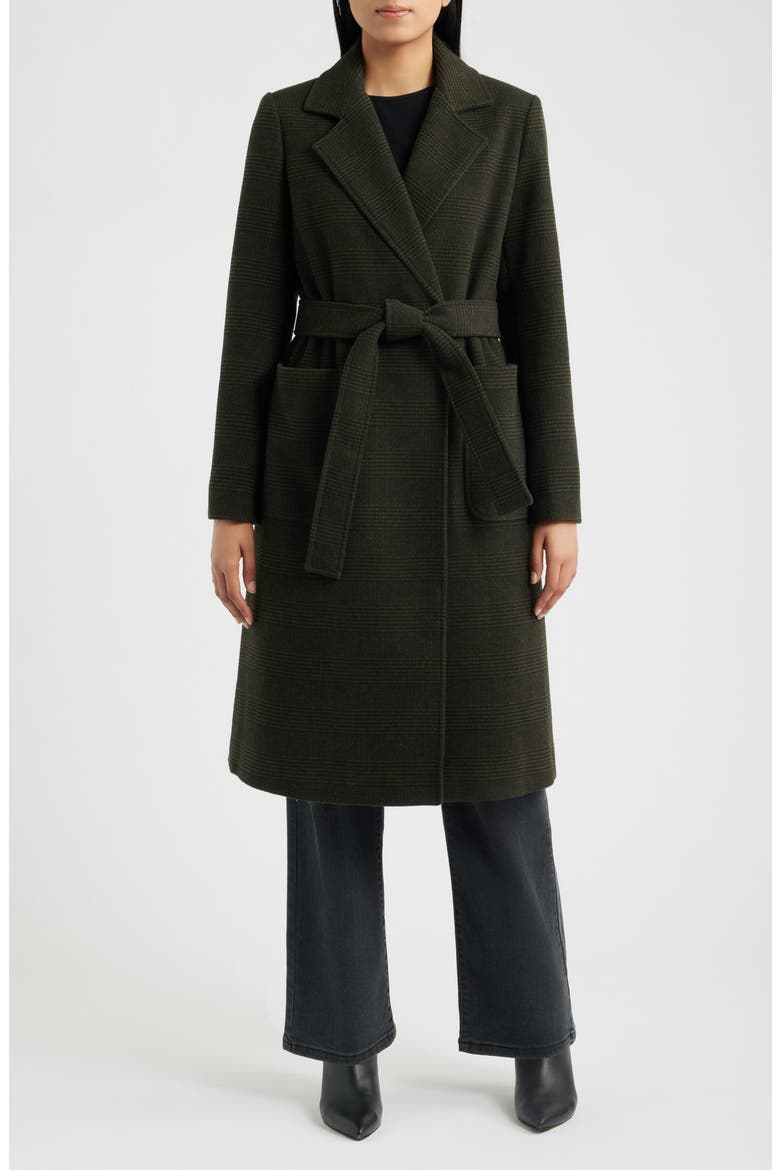 Longline Wrap Coat, Main, color, CLASSIC PLAID LODEN
