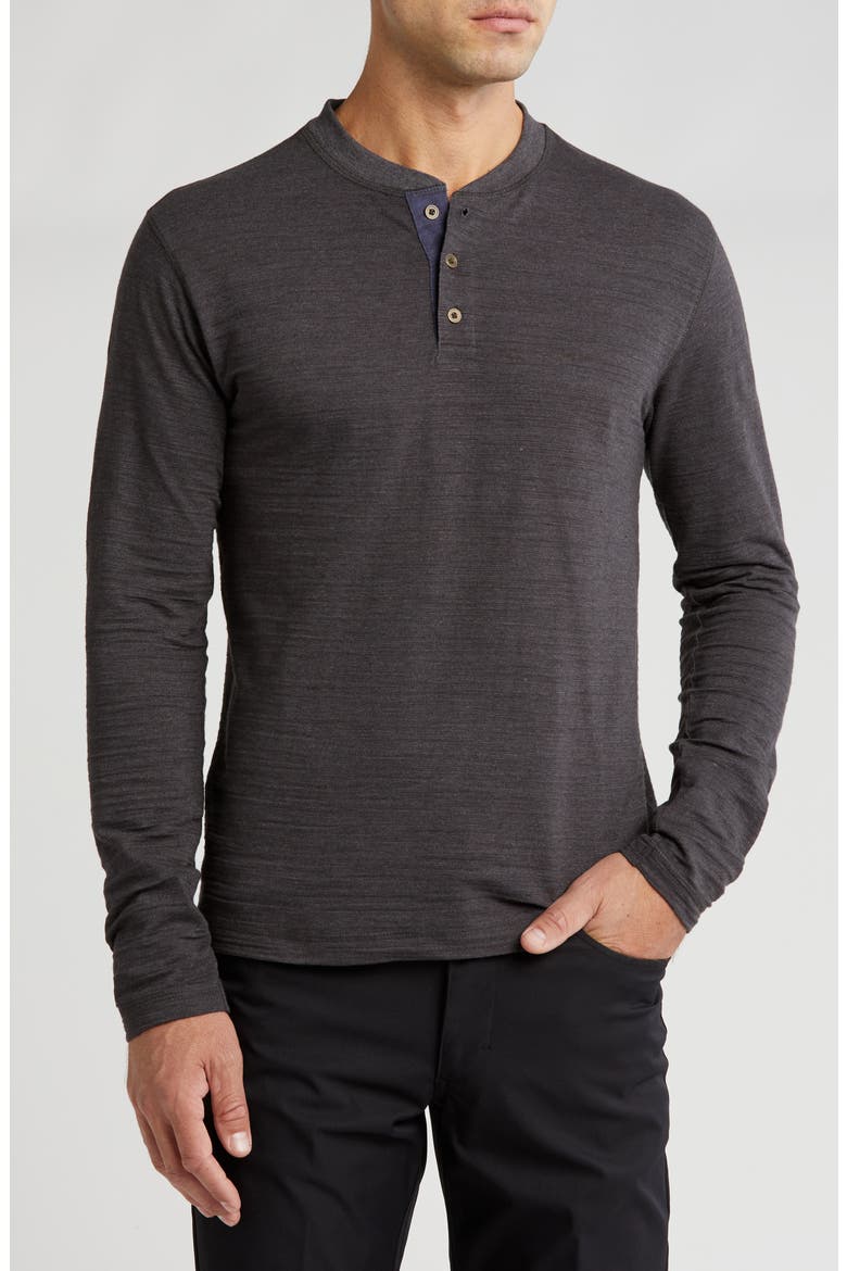 Slub Jersey Knit Long Sleeve Henley, Main, color, CHARCOAL HEATHER