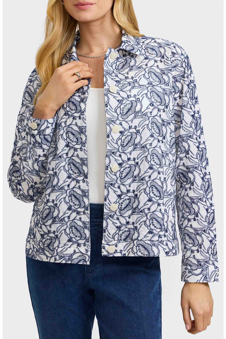 Thelma Cotton Eyelet Jacket, Main, color, WHITE/NAVY