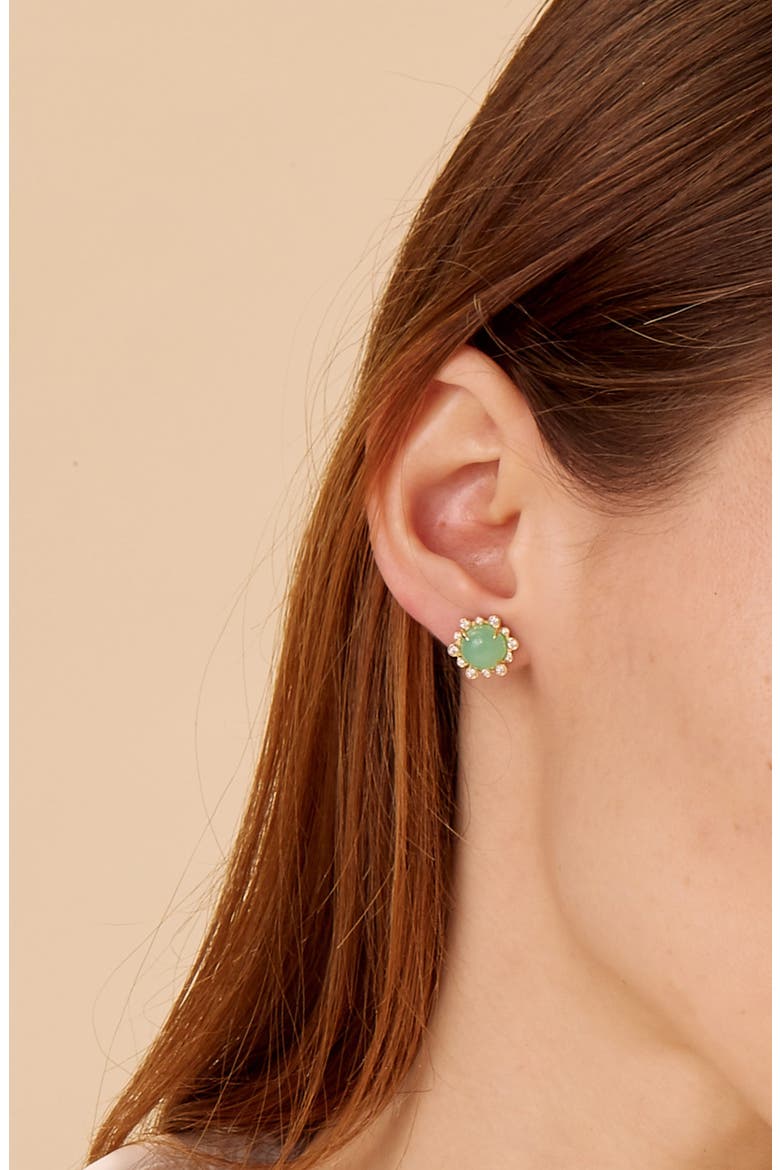 Aura Petite Studs, Alternate, color, Chrysoprase
