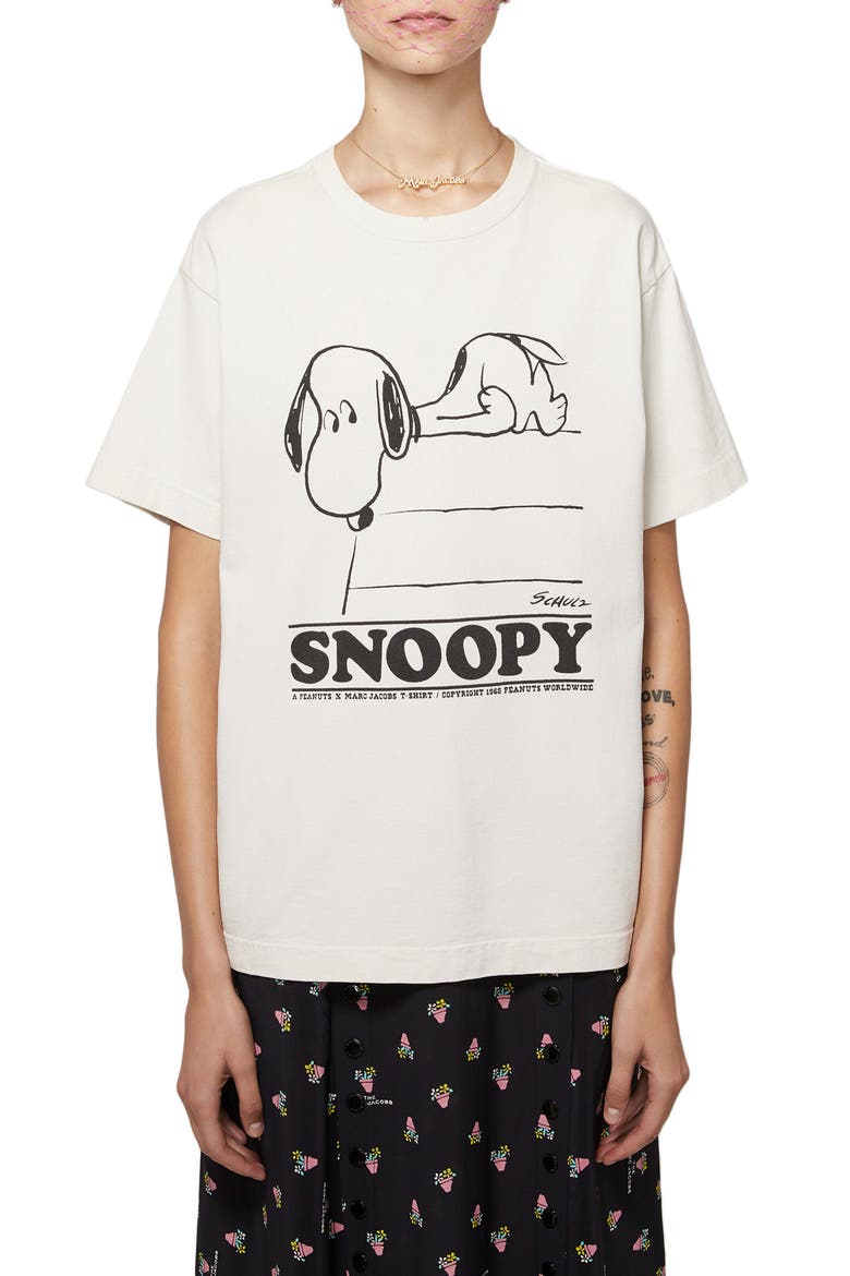 MARC JACOBS x Peanuts® Graphic Cotton Tee, Main, color, VINTAGE WHITE