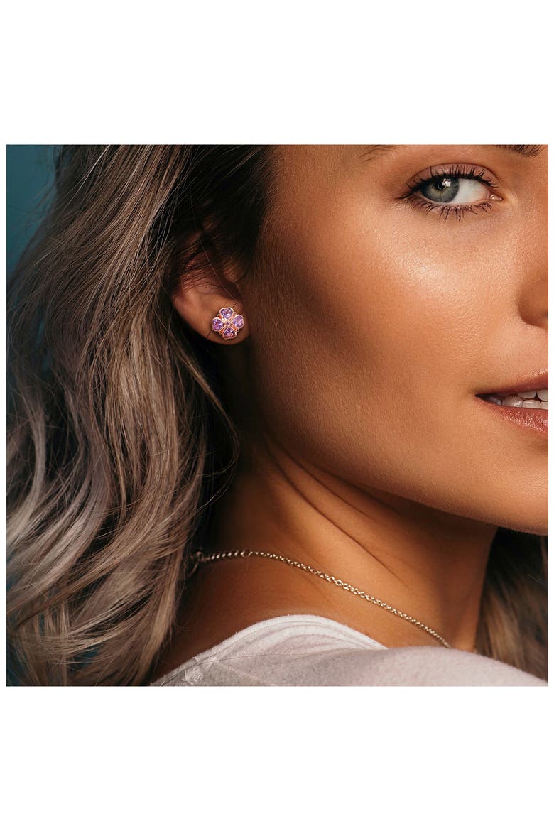 Rose de France Amethyst Clover Stud Earrings, Alternate, color, PURPLE