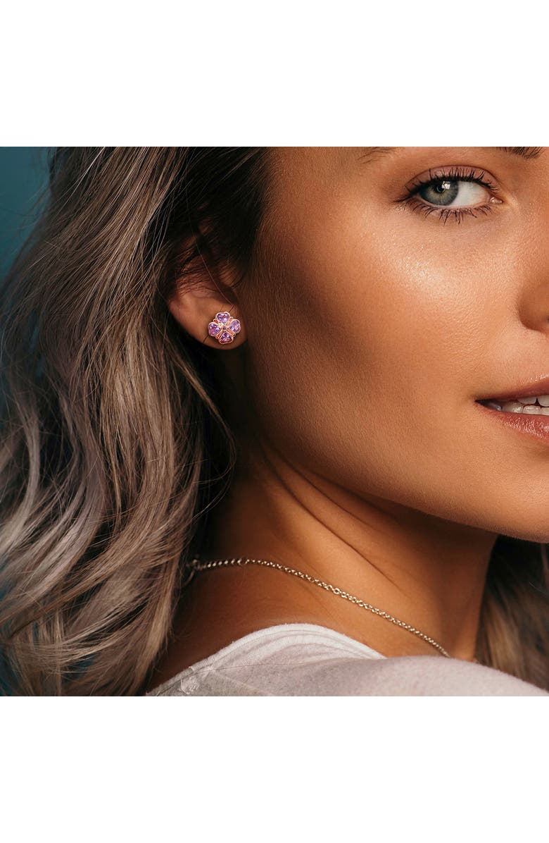 DELMAR Rose de France Amethyst Clover Stud Earrings, Alternate, color, Purple