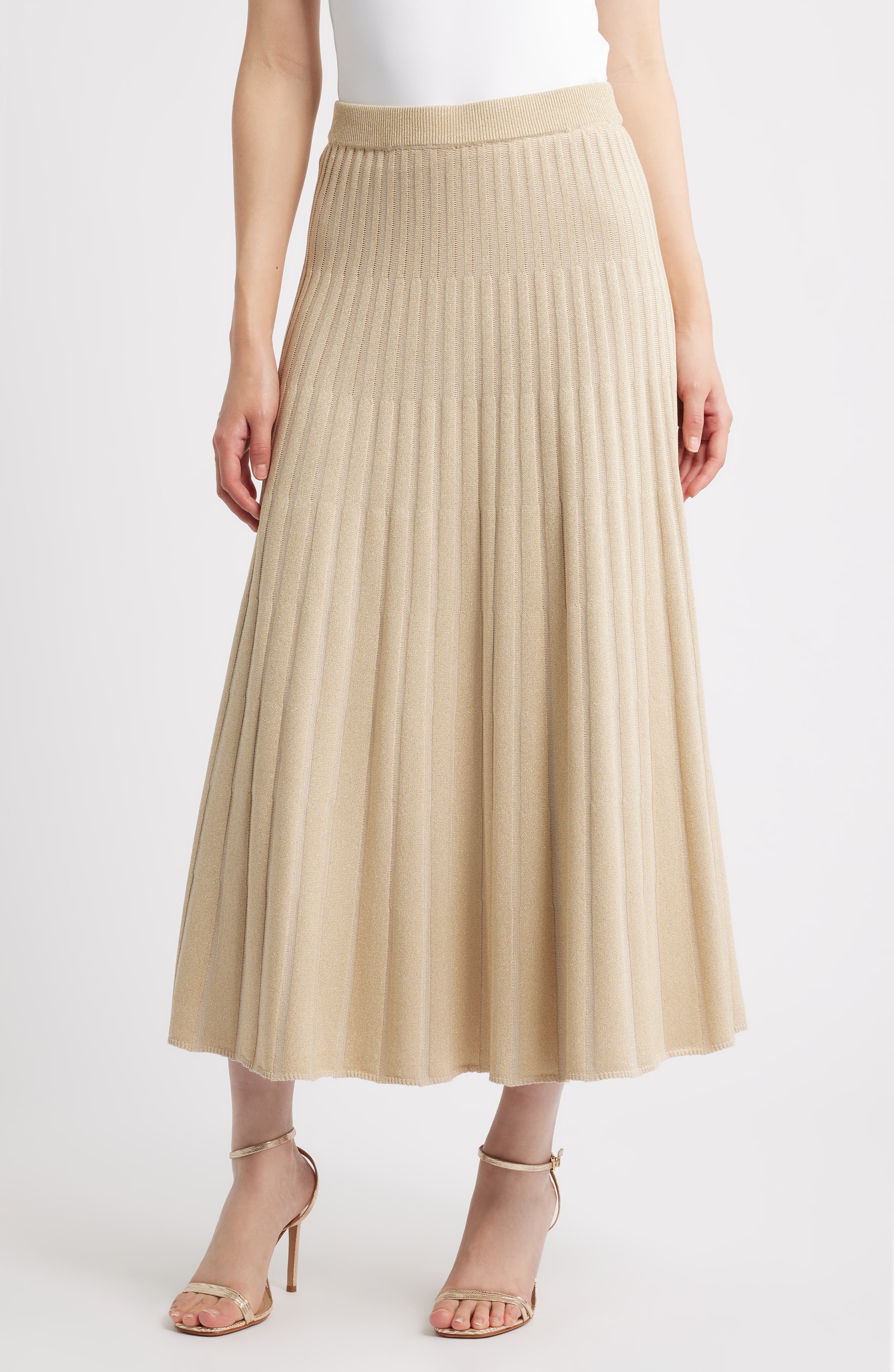 Metallic Rib Maxi Skirt