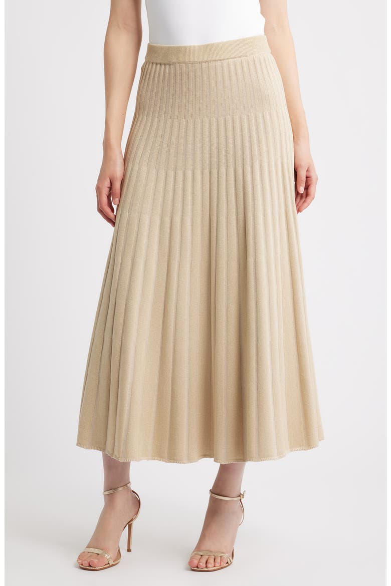 Metallic Rib Maxi Skirt, Main, color, BISCOTTI/GOLD
