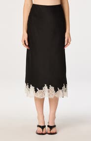 ASTR the Label Blossom Lace Trim Midi Skirt