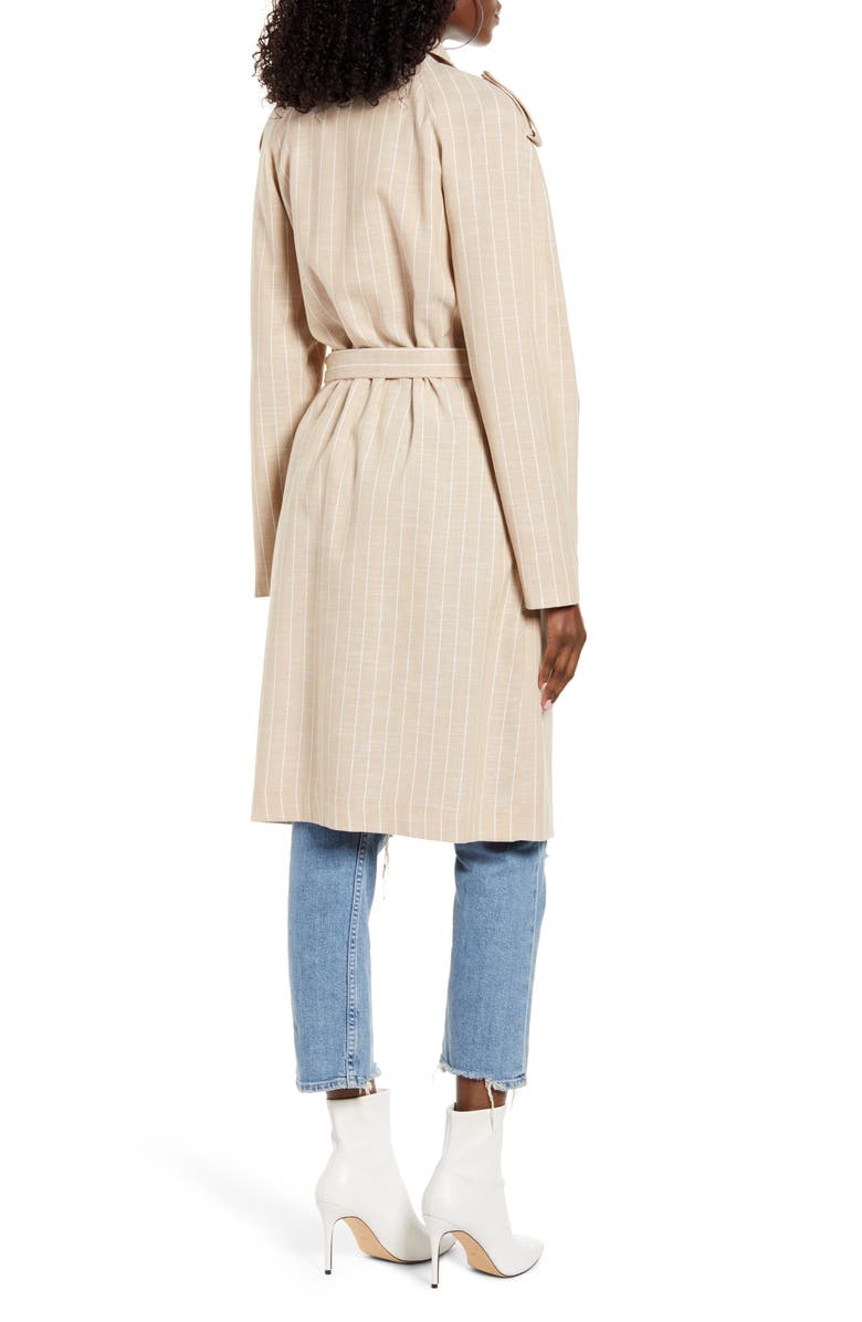 VERO MODA Poppy Kenzie Pinstripe Cotton Blend Trench Coat, Alternate, color,