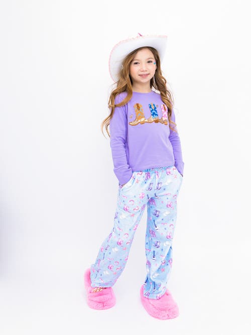 Preppy Goose Plush Wild West Loungewear Pant In Purple