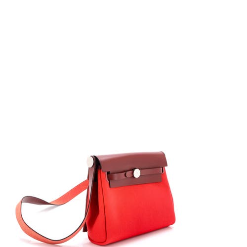 Pre-owned Hermes Hermes Herbag Zip Toile And Leather 20 In Red