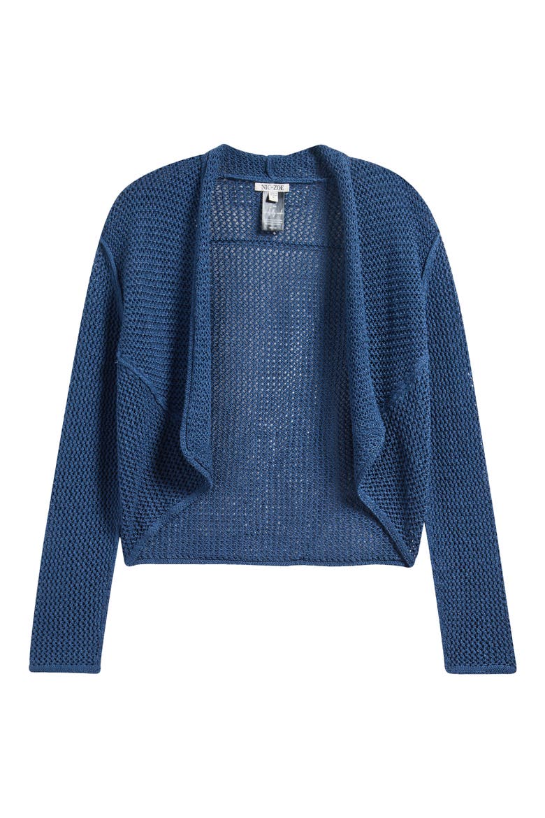 Mesh Stitch Cocoon Cardigan, Alternate, color, RICH INDIGO