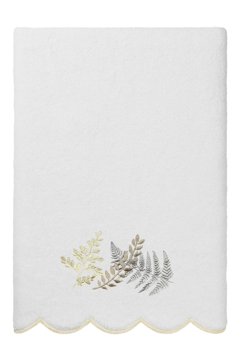Fern Toss Scalloped 6-Piece Embellished Towel Set, Alternate, color, WHITE/ BEIGE