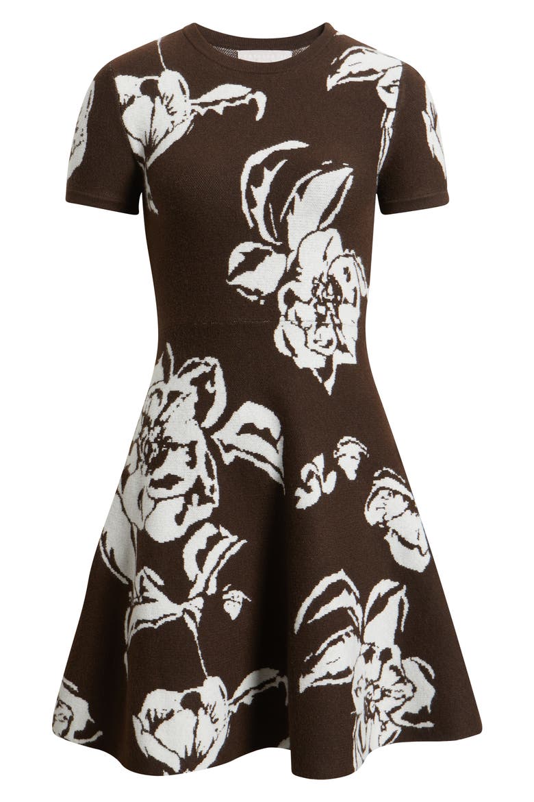 Fit & Flare Sweater Dress, Alternate, color, BROWN BLAIRE FLORAL