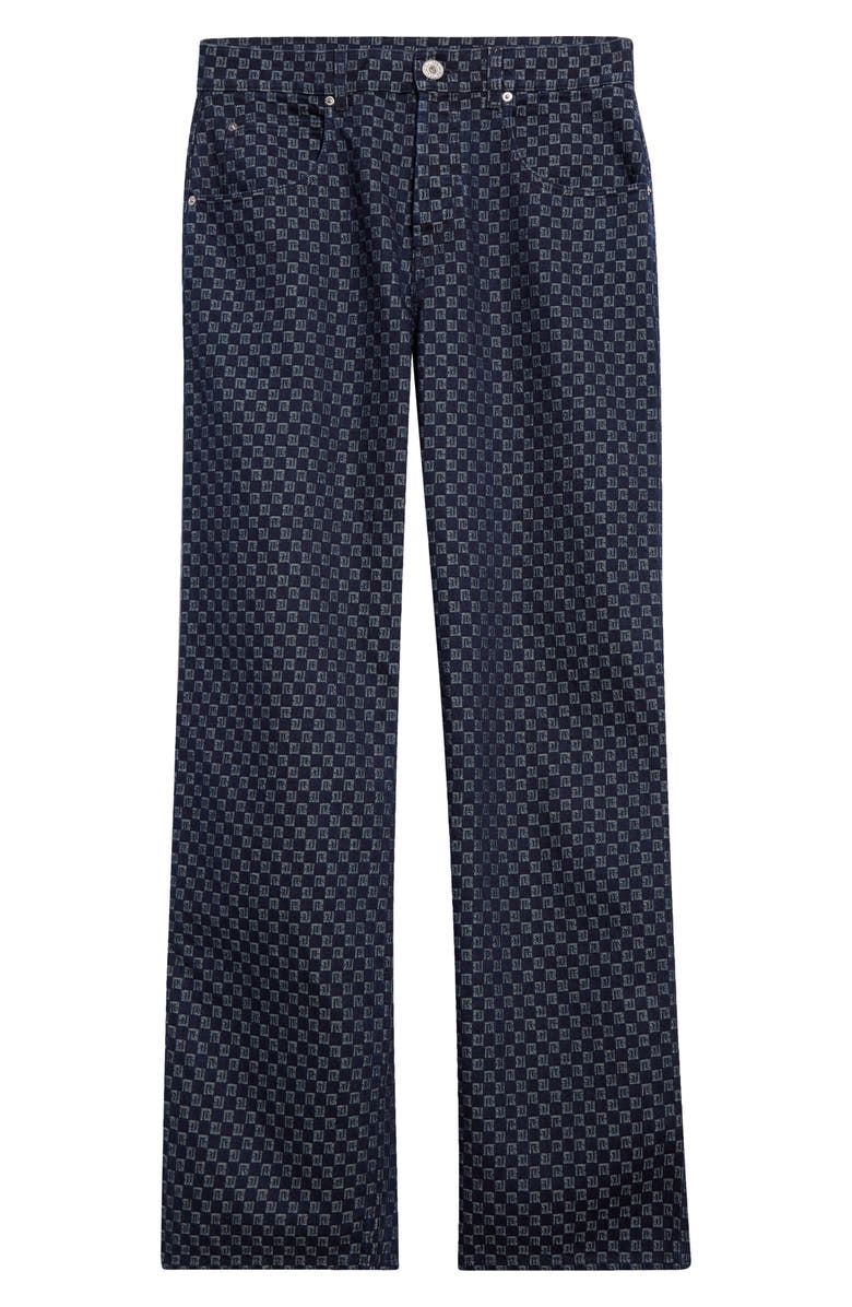 Balmain Mini Monogram Nonstretch Wide Leg Jeans, Alternate, color,