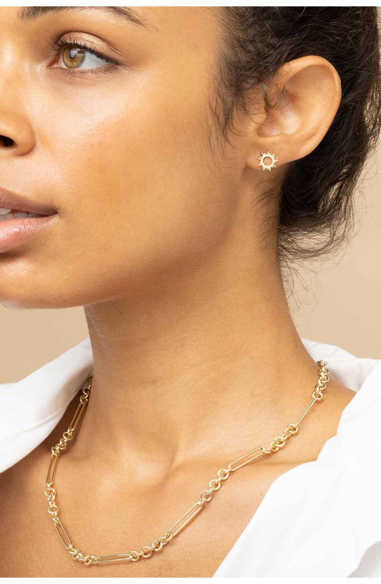 Oradina 14K Yellow Gold Sunrise Studs, Alternate, color, Yellow Gold