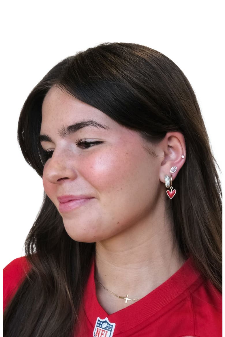 Football Stud Earrings, Alternate, color, Brown / Gold