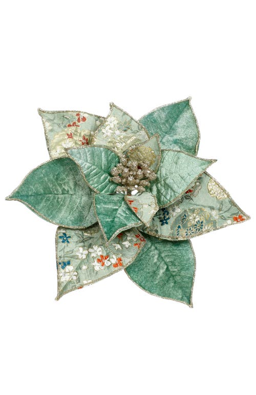 Mark Roberts Glittered Pattern Poinettia Clip, Set Of 12 In Green