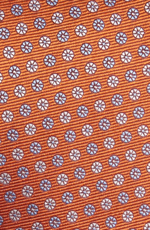 David Donahue Geometric Silk Tie In Orange