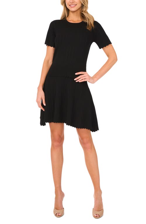 Ted Baker Short Sleeve Crewneck Keyhole Back Top With Pointelle And Rib
