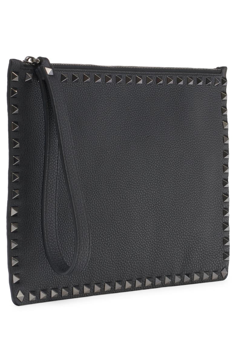 Valentino Garavani Rockstud Grainy Leather Pouch, Alternate, color, 