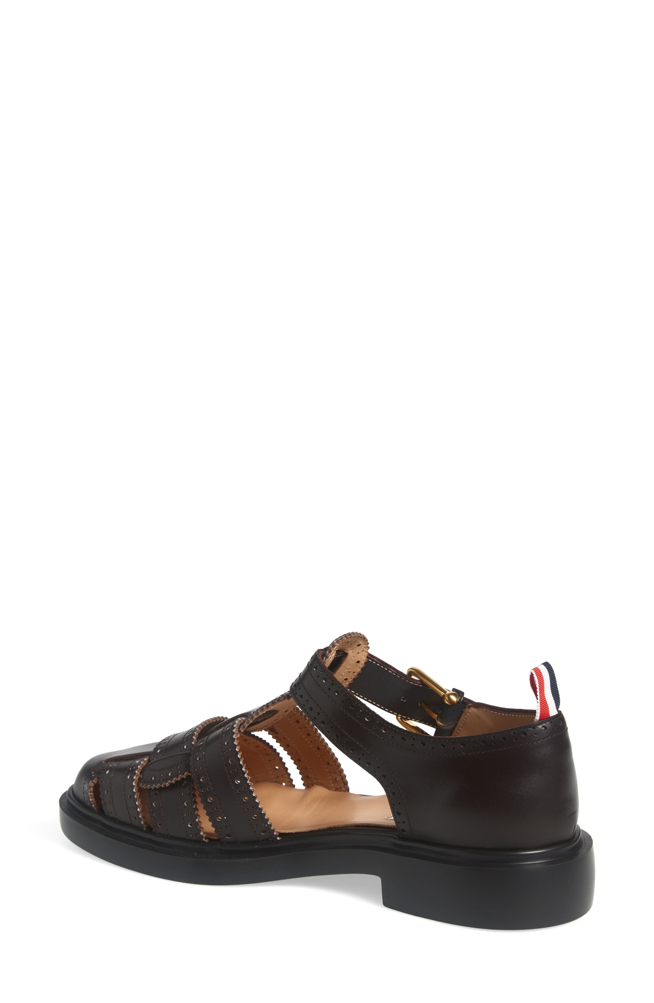 Thom Browne Brogue Fisherman Sandal, Alternate, color, Brown