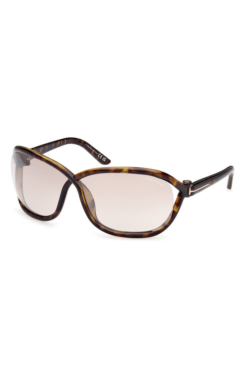 TOM FORD Fernanda 68mm Oversize Butterfly Sunglasses, Alternate, color, Dark Havana / Brown Mirror
