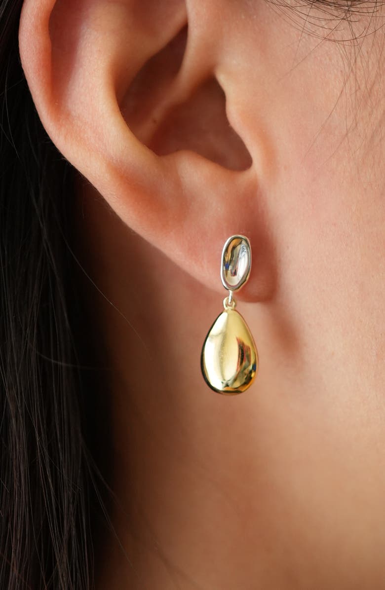 Argento Vivo Sterling Silver Two-Tone Pebble Drop Earrings, Alternate, color, Gold/ Silver