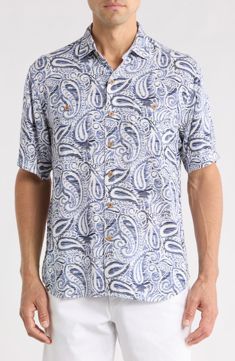 Tommy Bahama Veracruz Cay Sands Short Sleeve Button-Up Shirt, Main, color, French Blue