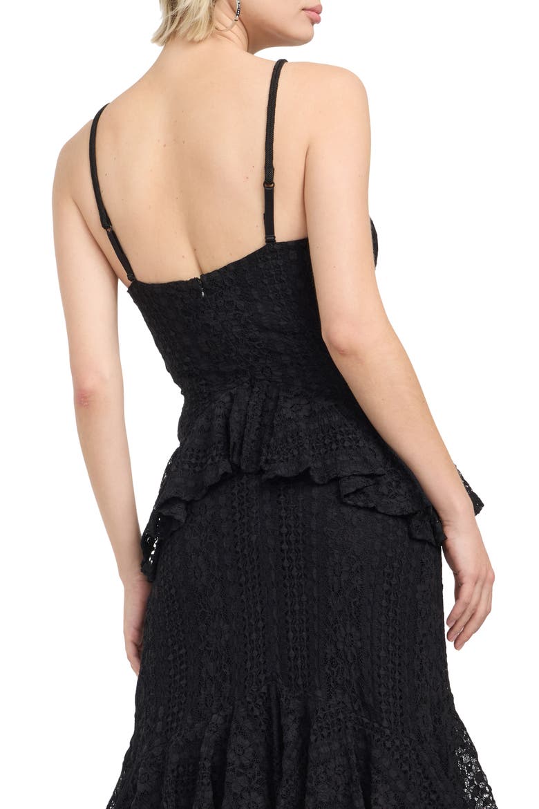 Kalie Lace Ruffle Maxi Dress, Alternate, color, BLACK-BLACK