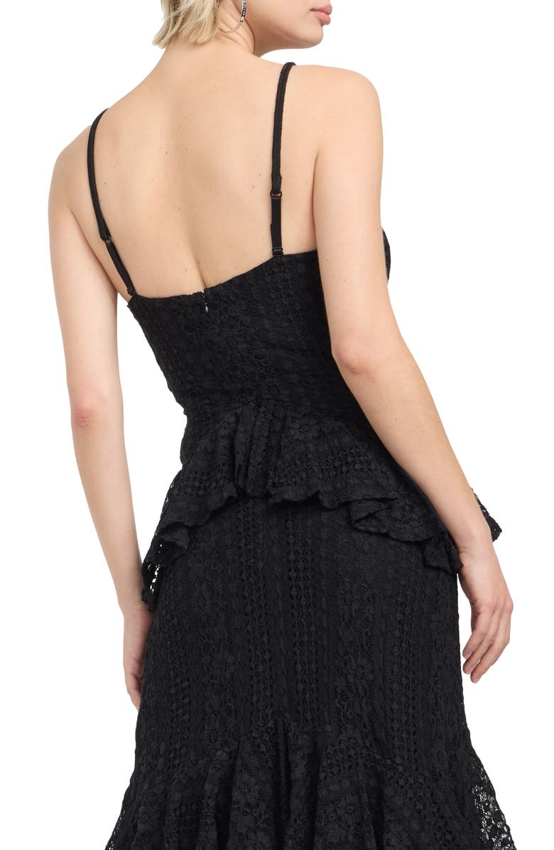 GUESS Kalie Lace Ruffle Maxi Dress, Alternate, color, Black-Black