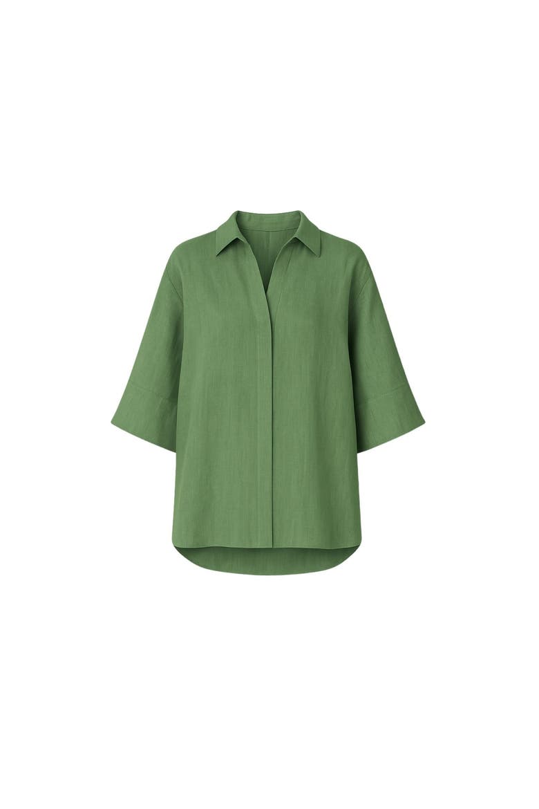 Iyan 100% Linen Oversized Button-Up Shirt, Alternate, color, Green