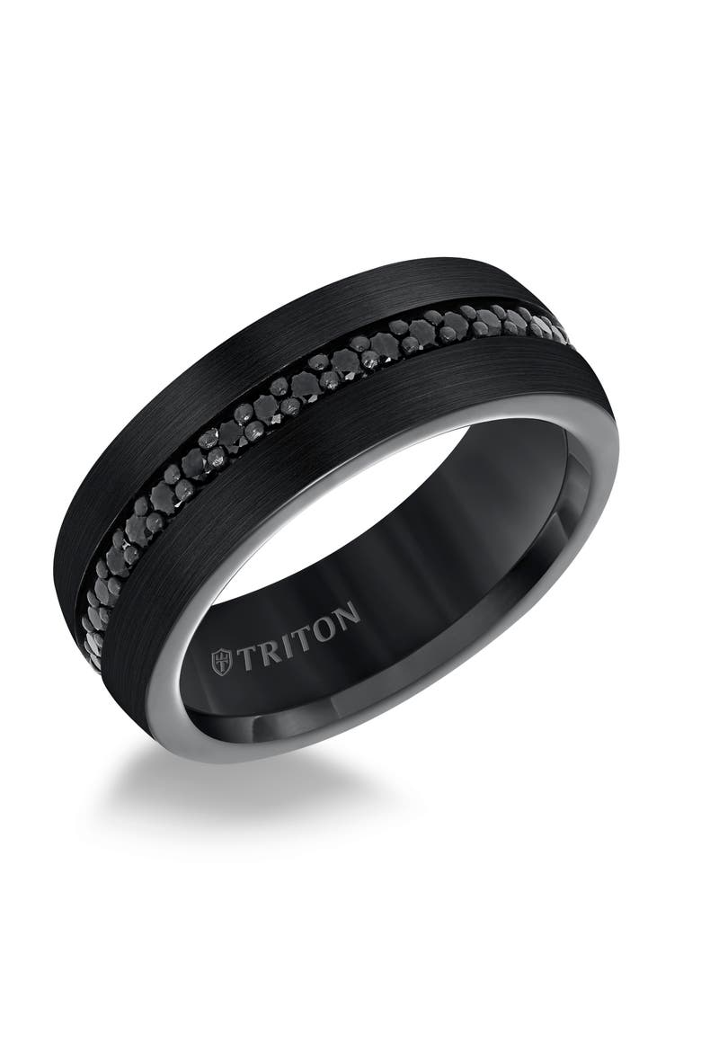 8MM BLK Tungsten All Around Created White Sapphire, Main, color, Black