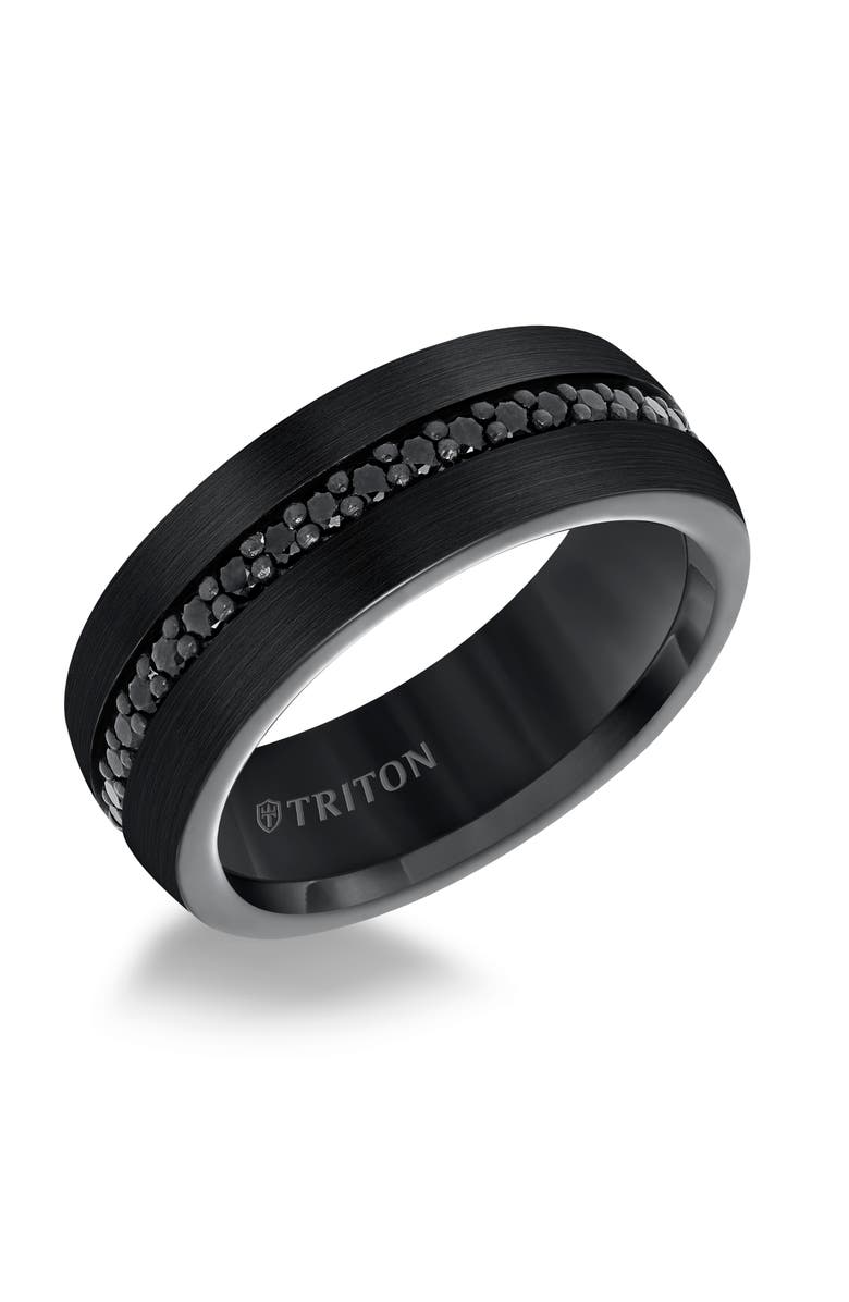 Triton 8MM BLK Tungsten All Around Created White Sapphire, Main, color, Black