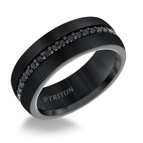 8MM BLK Tungsten All Around Created White Sapphire