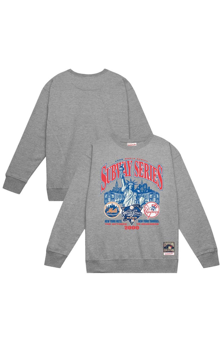 Mitchell & Ness Men's Mitchell & Ness Heather Gray New York Yankees vs. New York Mets 2000 World Series Pullover Sweatshirt, Main, color, Heather Gray