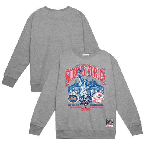 Men's Mitchell & Ness Heather Gray New York Yankees vs. New York Mets 2000 World Series Pullover Sweatshirt
