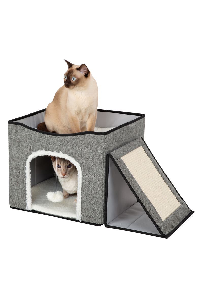 Etna Products Foldaway Cat Condo & Play Center, Alternate, color, Gray