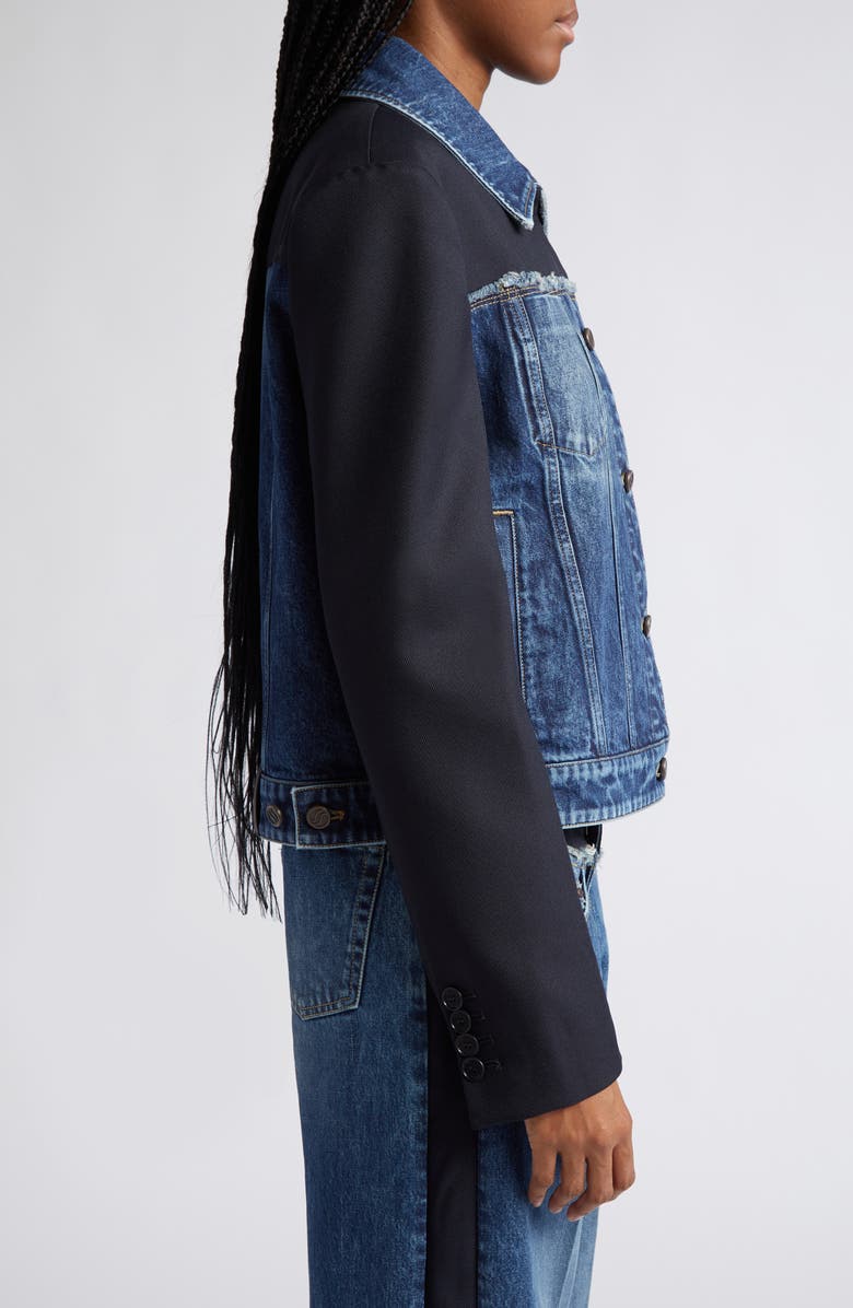 Stella McCartney Mixed Media Denim & Twill Trucker Jacket, Alternate, color, 