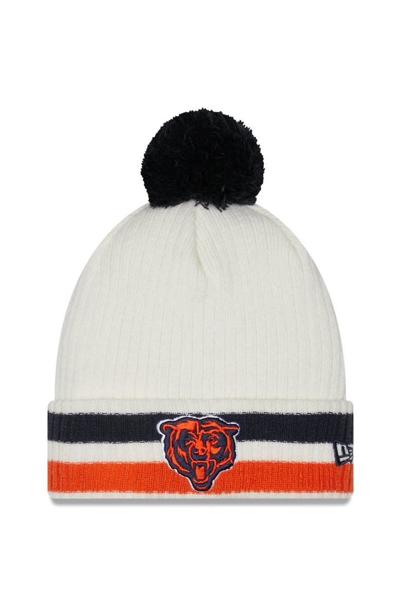 New Era Men's New Era White Chicago Bears Retro Cuffed Knit Hat with Pom, Main, color,