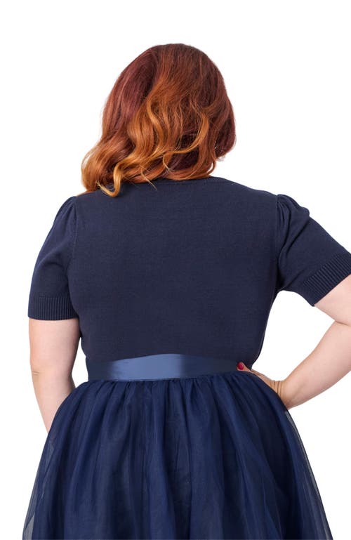 Unique Vintage Plus Size Embroidered Sweater In Blue