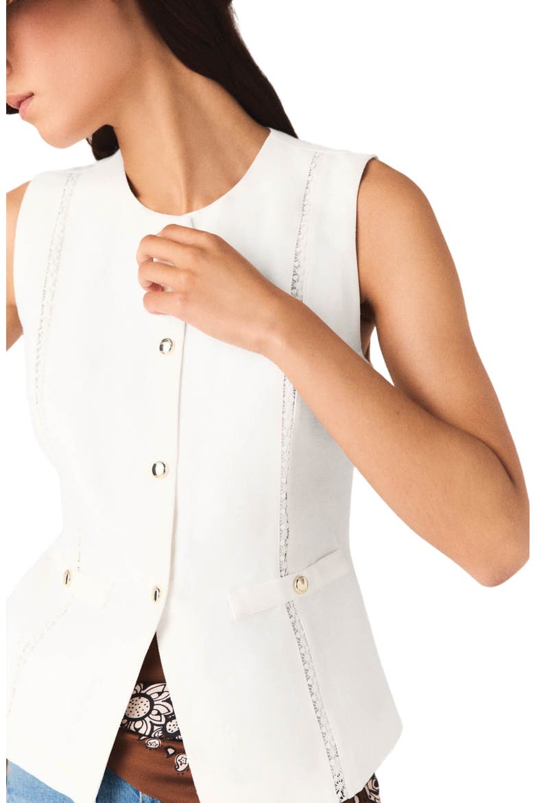 Embroidered linen-blend jacket, Alternate, color, White