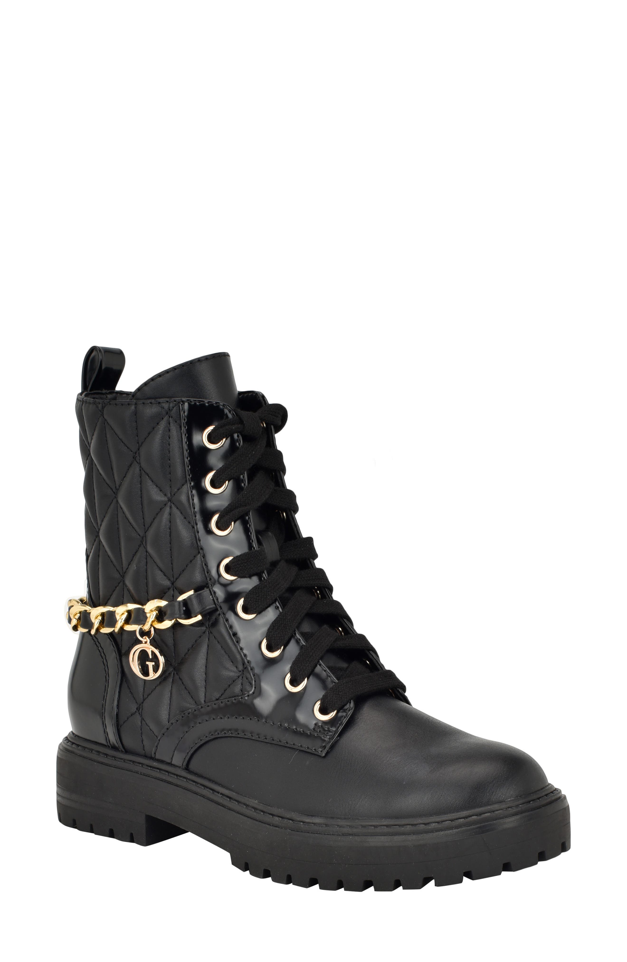 GUESS Jellard Quilted Combat Boot, Main, color, 